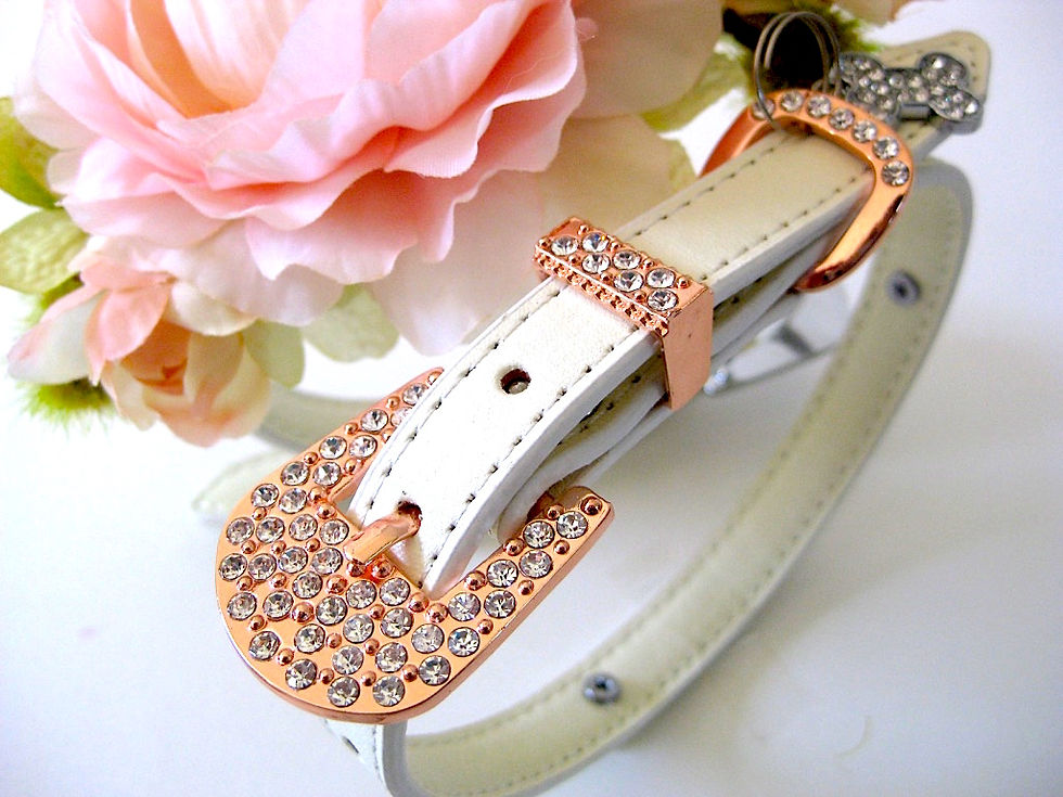 Thumbnail: Blush flower collar with silver or rose goldtone buckle