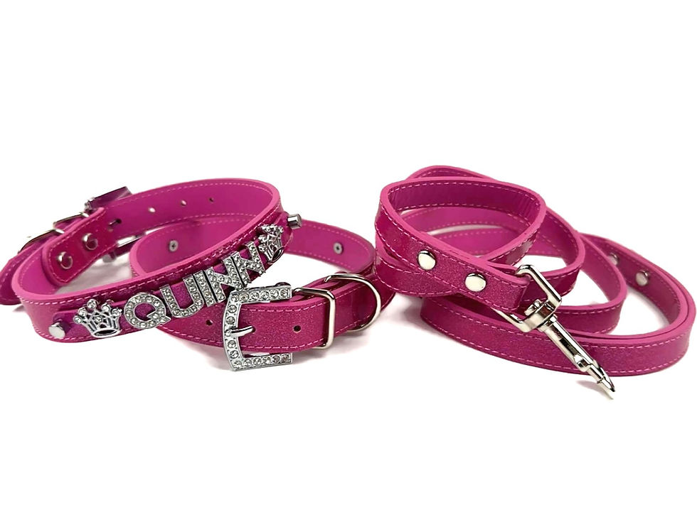 Thumbnail: Hot Pink Sparkle Collar | Silver Hardware