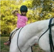 young girl showing her strength riding grey horse