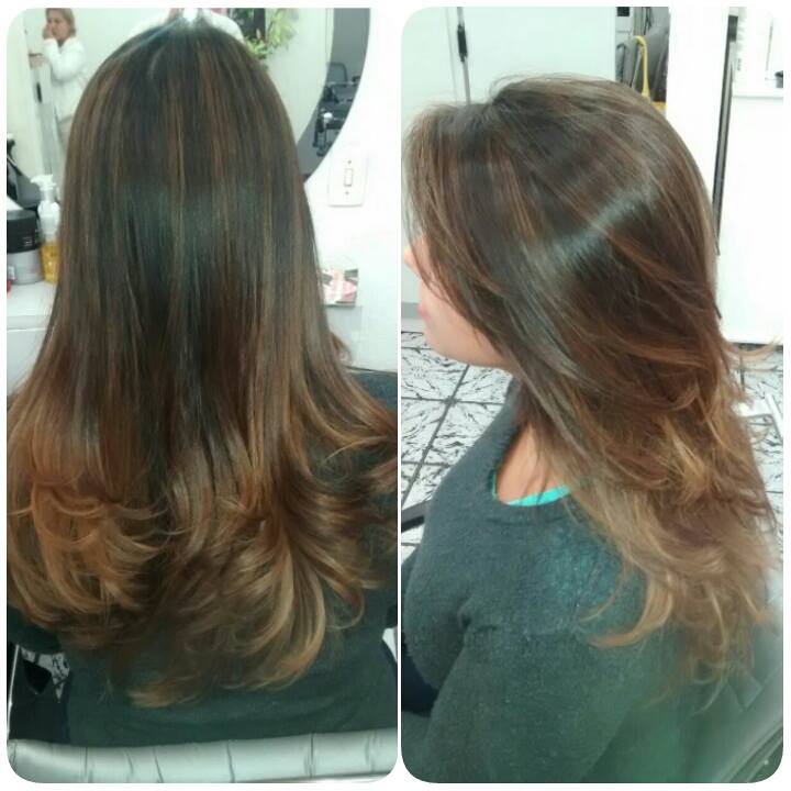 Ombré Hair com mechas 3D.