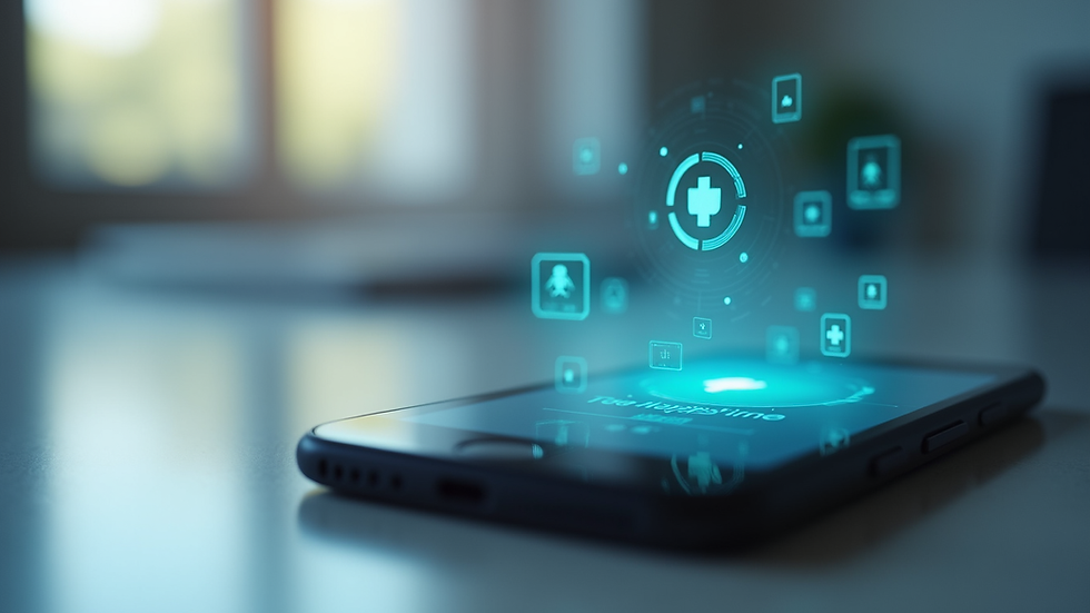 Close-up view of a smartphone showing a telehealth app interface