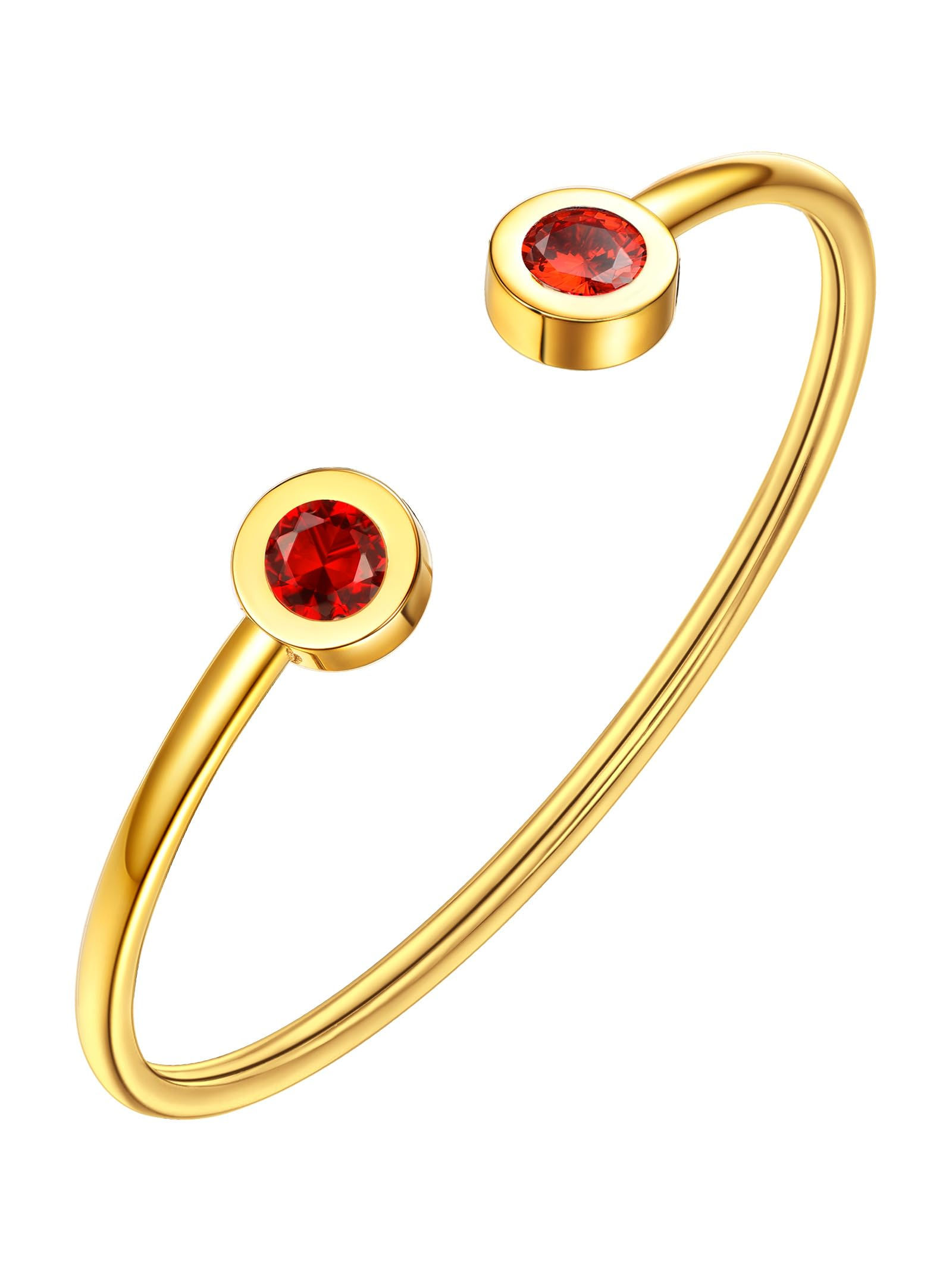 Aurora 18K Gold-Plated Cuff Bracelet with Red Cubic Zirconia.