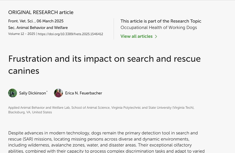 search & rescue canine research article