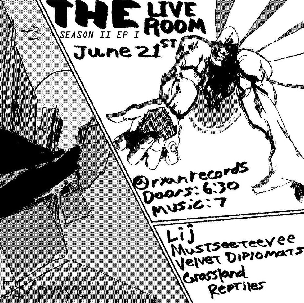 the live room ryan records lij mustseeteevee grassland reptiles velvet diplomats poster comic