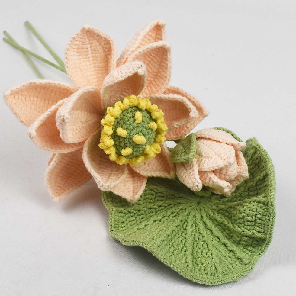Thumbnail: Crochet Lotus Flower Set – Handmade Bloom, Bulb & Leaf | Forever Flowers
