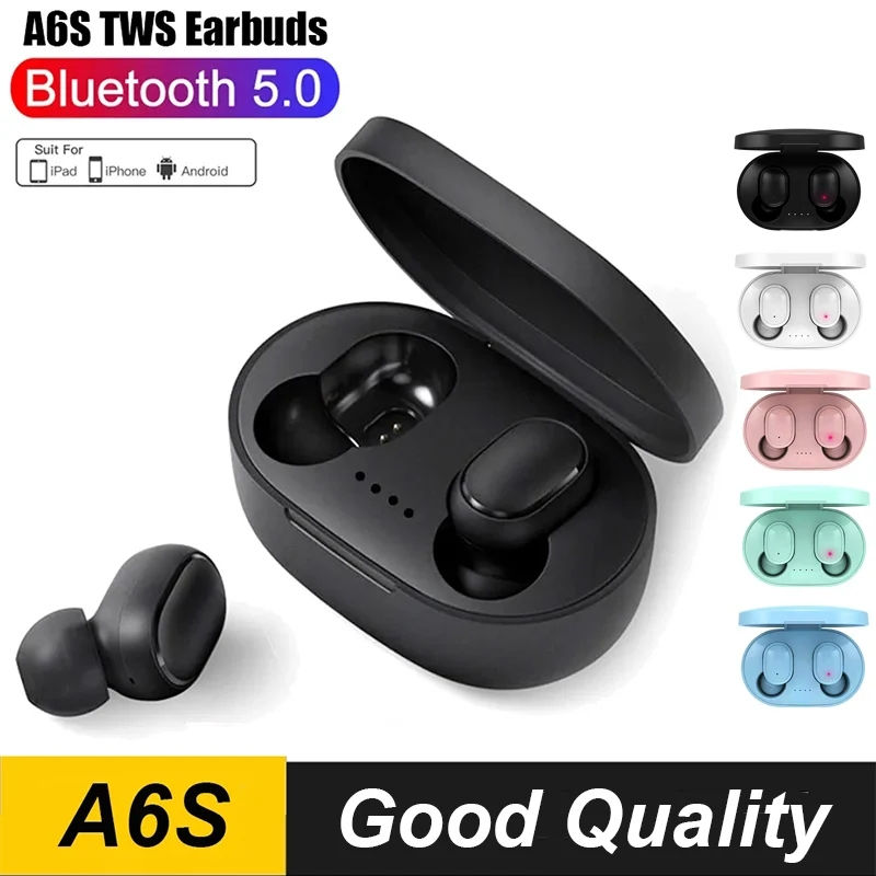 A6S TWS Wireless Headphones Bluetooth Earphone 5.0 Stereo Headset Earbuds with M