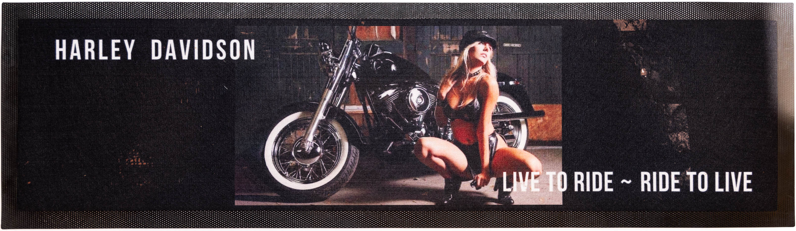 Harley Davidson-Bar Runner. Rugged, long-lasting pub-grade bar runner.