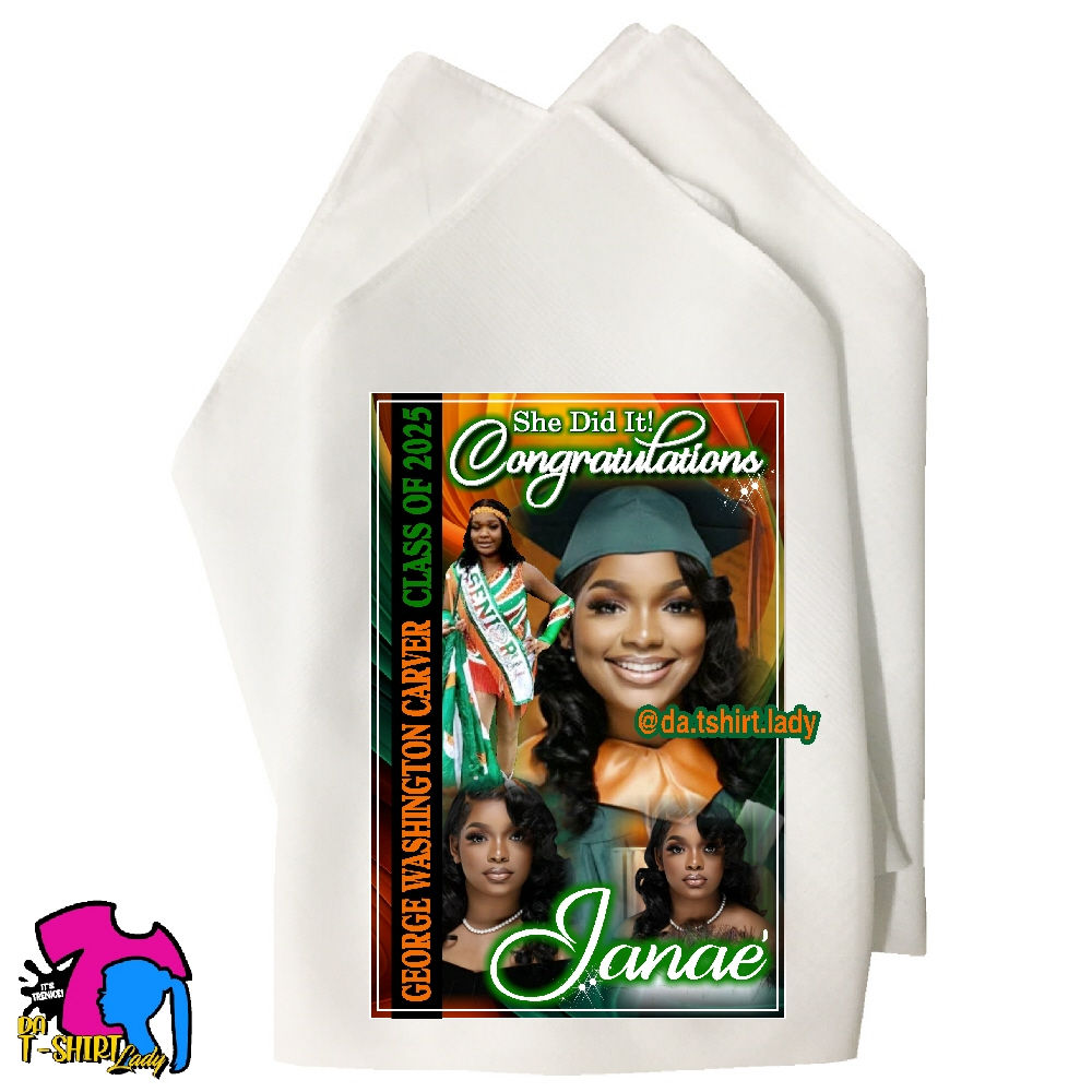 Custom White Graduation Handkerchiefs