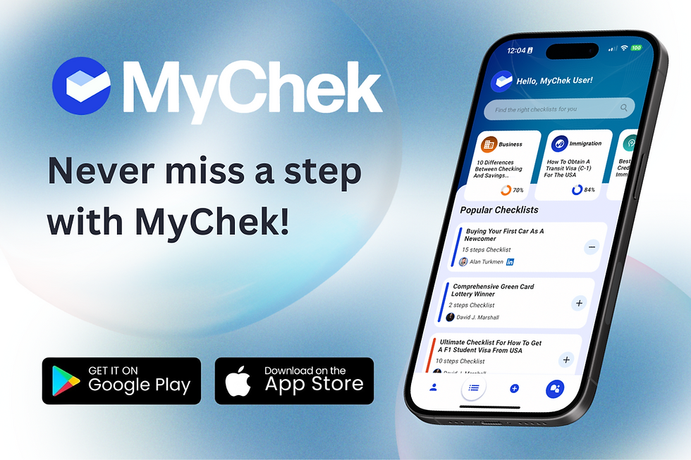 A screenshot of MyChek’s interface, key features, and a download button.