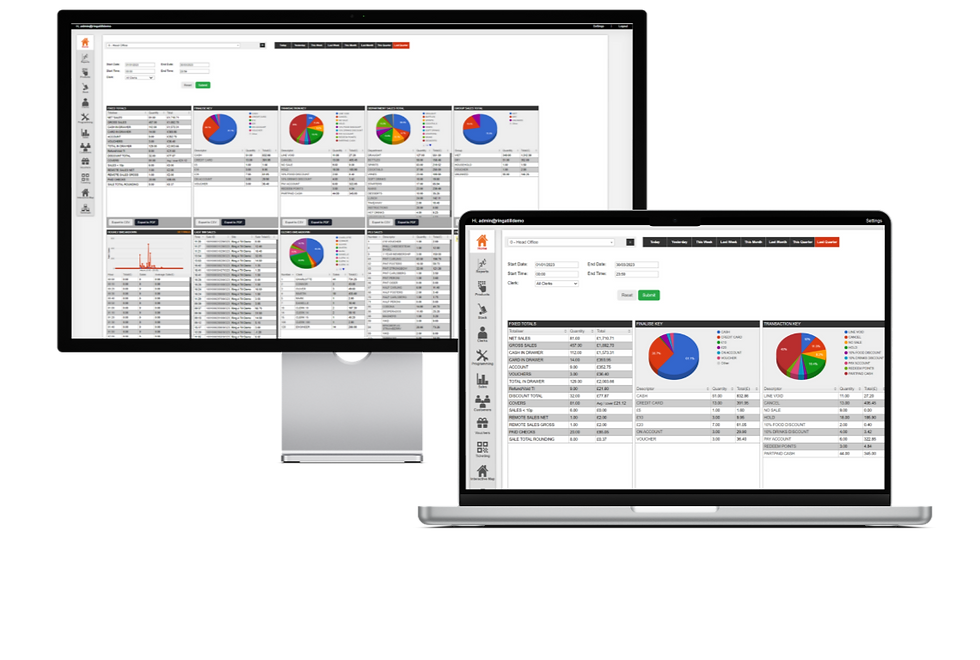 cloud back office running on a computer and laptop