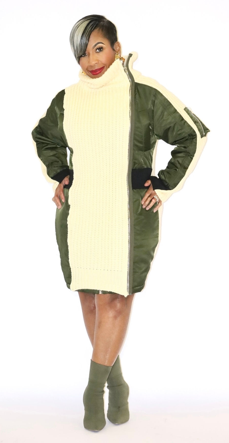 Thumbnail: The “Cold Weather CEO” Knit-Panel Jacket Dress 