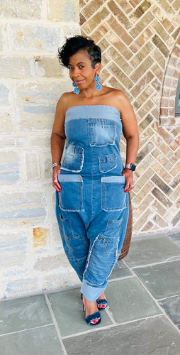 Urban Denim Patchwork Jumpsuit | GirlFriendz Boutique