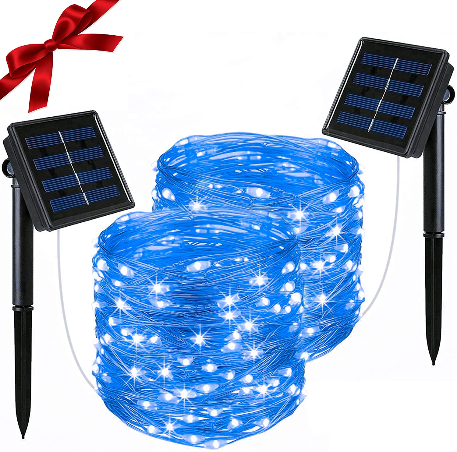 SUDDUS 2 Pack 100 LED Solar Fairy Lights(Blue)