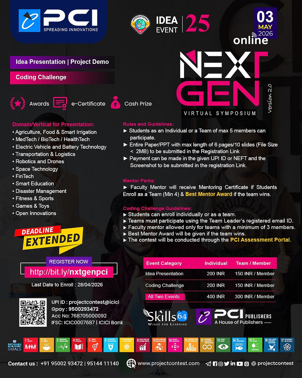 NEXT GEN - Innovation Symposium by PCI - Project Contest Innovations LLP (Online)