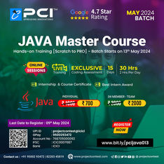 Java Master Course - Hands on training (Scratch to PRO) cum Internship by PCI (Online)