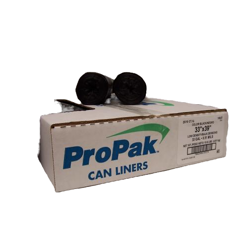 Propak 33x39 33 Gal .51 Mil Black LDPE Can Liner 250 Case
