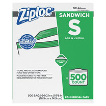 Zip Loc Sandwich Bags 6.5"x5.88" 500 Case