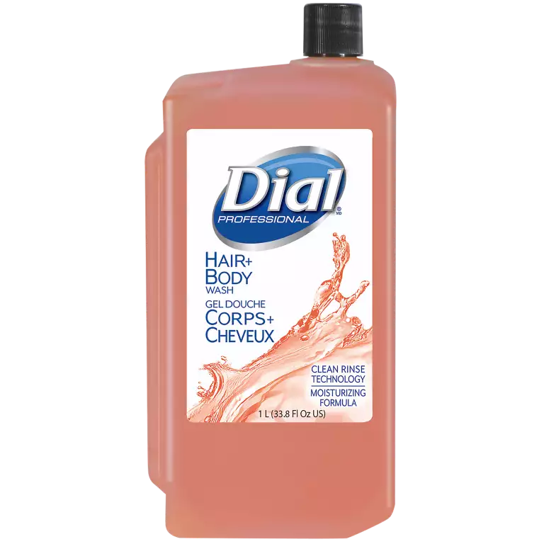 Dial Hair & Body Wash Liquid 1 Liter Refill Peach Fragrance 8 Case