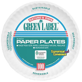 Green Label® Uncoated Paper Plate 6" White 1000 Case