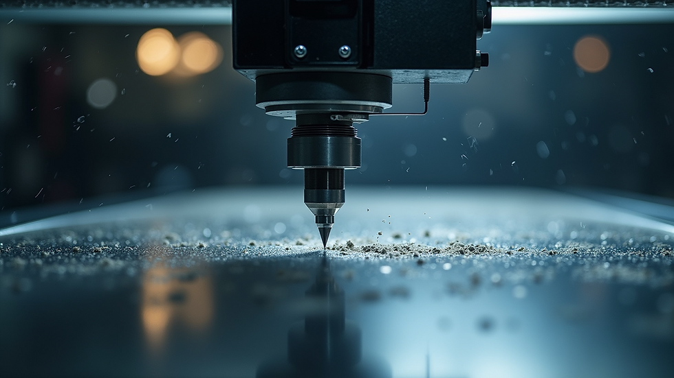 Eye-level view of CNC machine displaying intricate cutting process