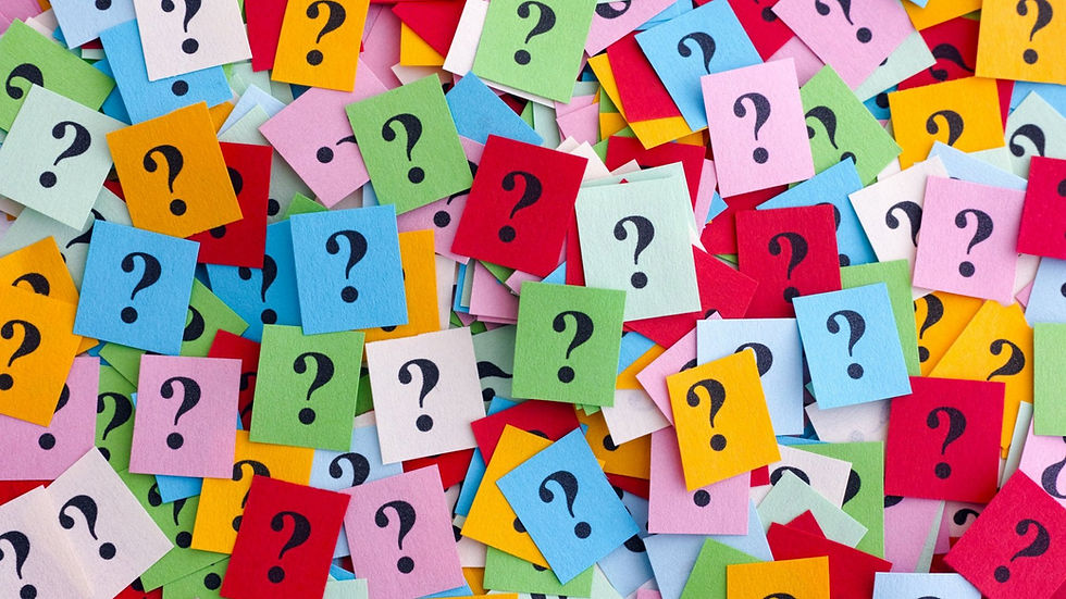 Lots of Post it Notes with question marks