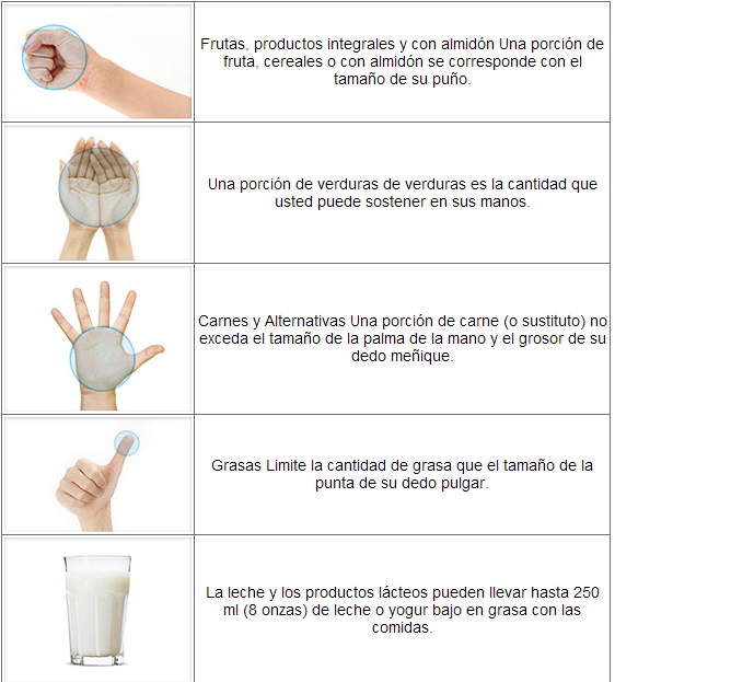 Metodo de la Mano para las raciones