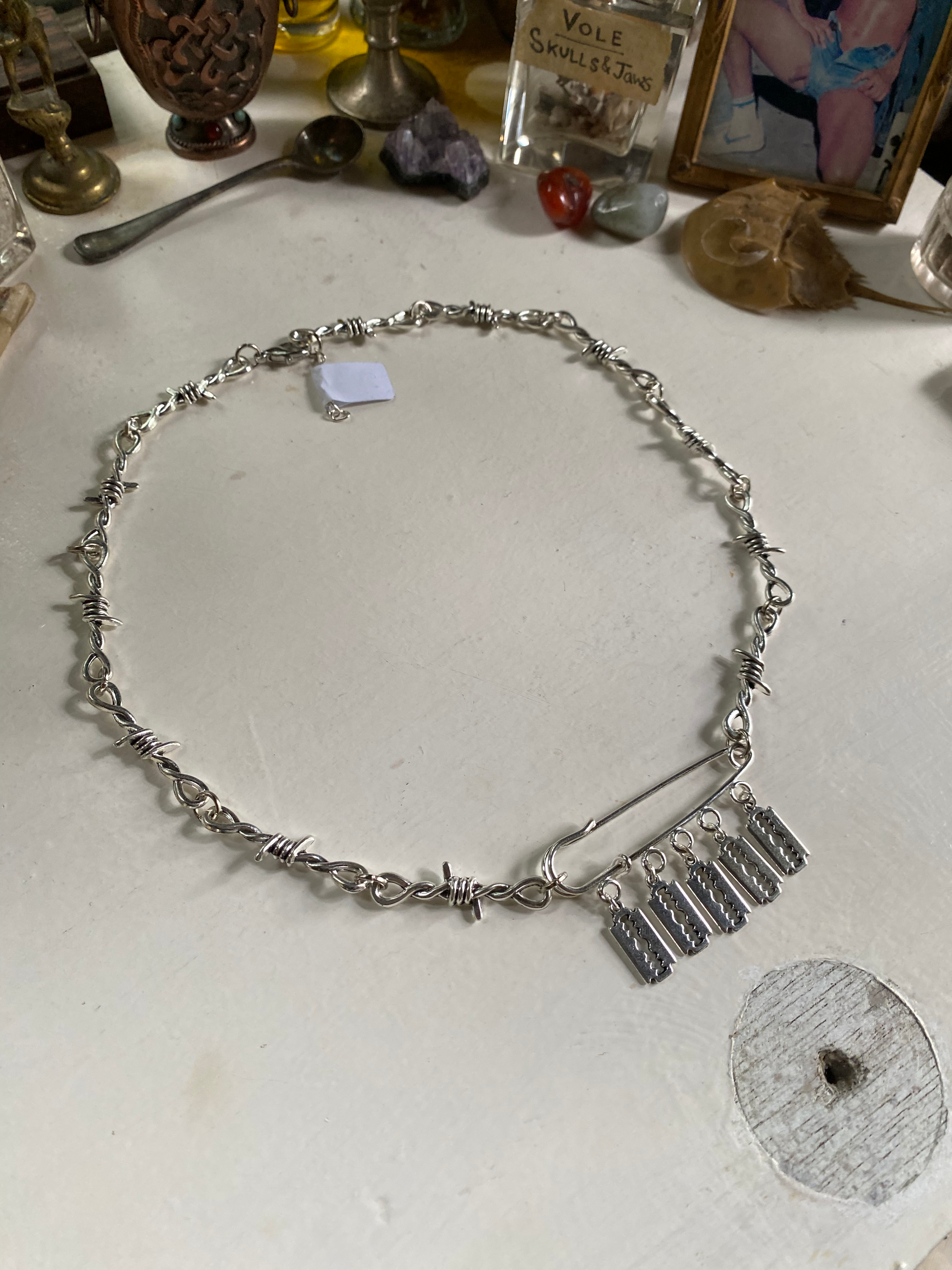 Barbed Wire and Razor Blades Necklace