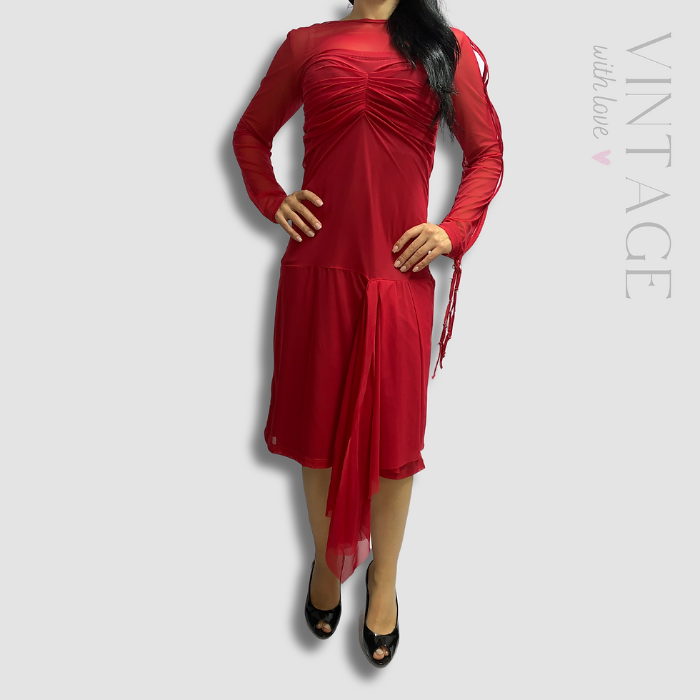 Thumbnail: Save The Queen Red Mesh Dress - Size Medium