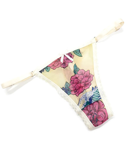 Bombachas less bretel liso tul estampado