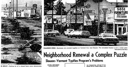 Street scenes with headline: Neighborhood Renewal a Complex Puzzle