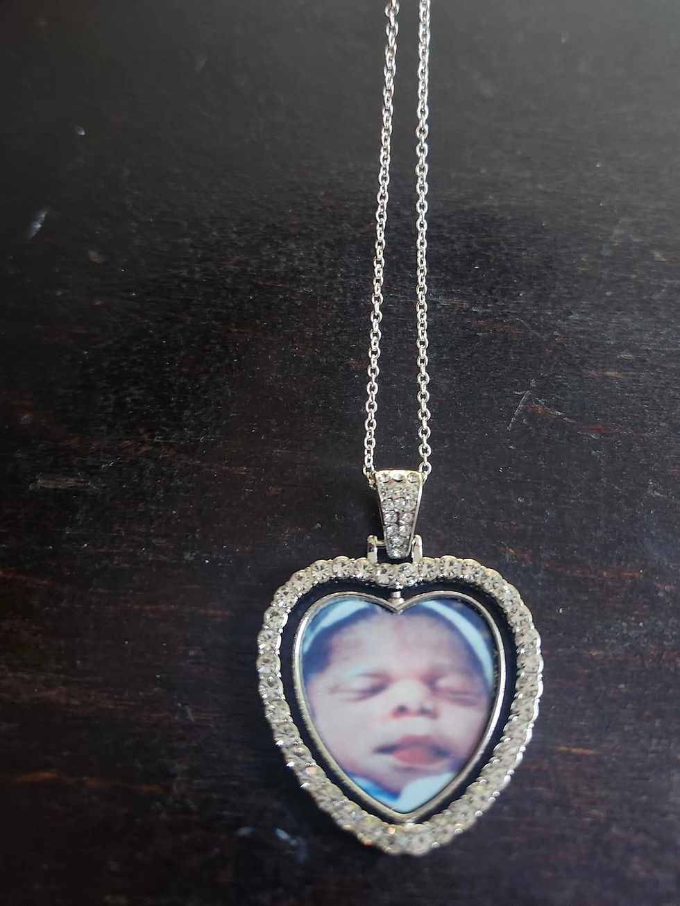 Thumbnail: Double Sided Personalized Diamond Studded Photo Necklace | Custom Photo Necklace