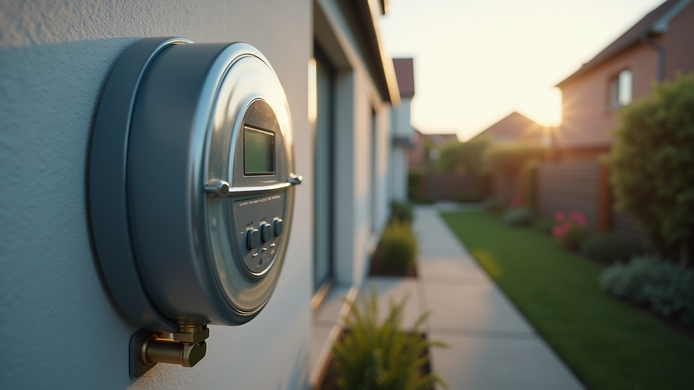 Eye-level view of a smart meter installation in a residential setting