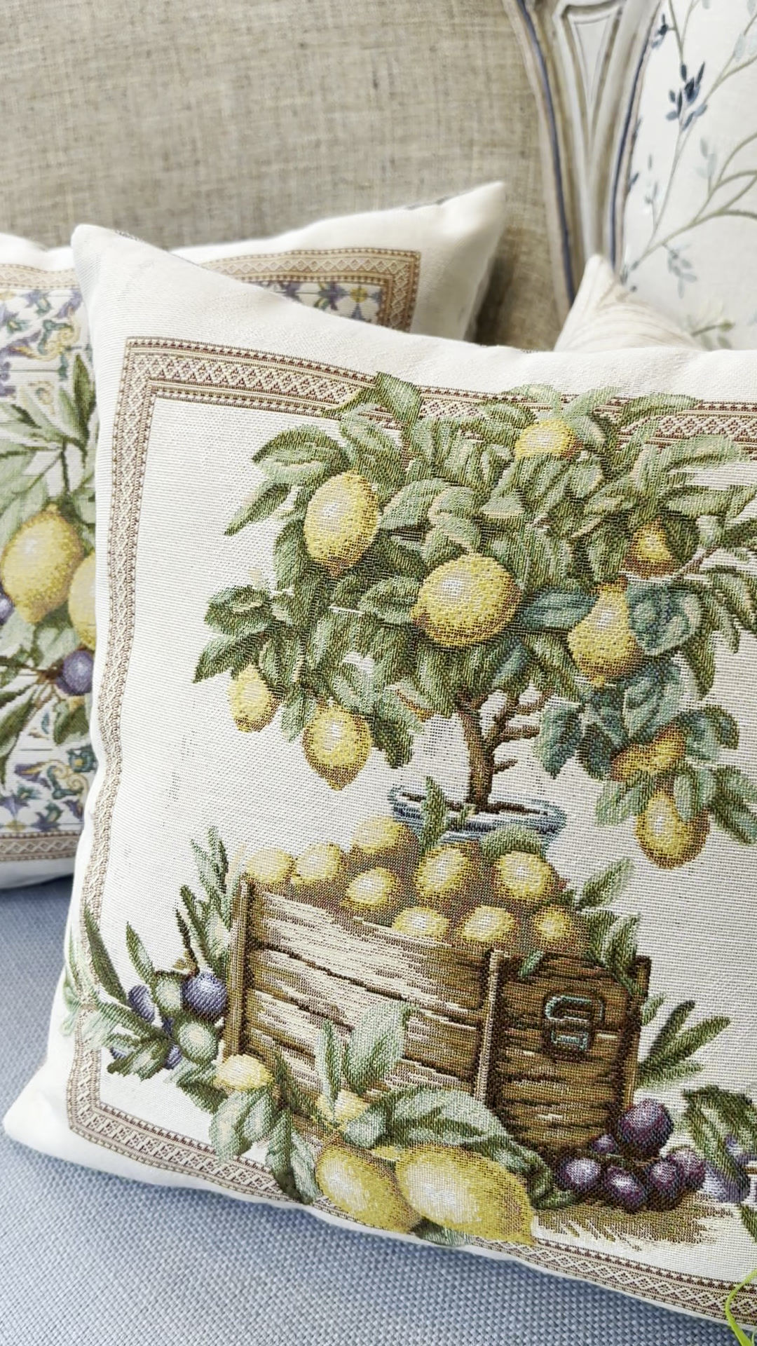 Tapestry Pillow “Lemons & Olives “