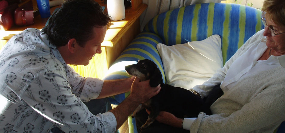 Dr David Black Pam and Ogun the Daschund