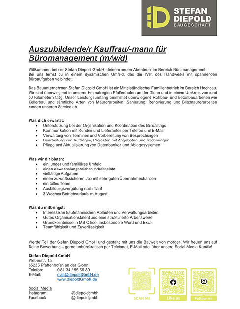 Azubi Kauffrau_mann für Büromanagement Stellenausschreibung