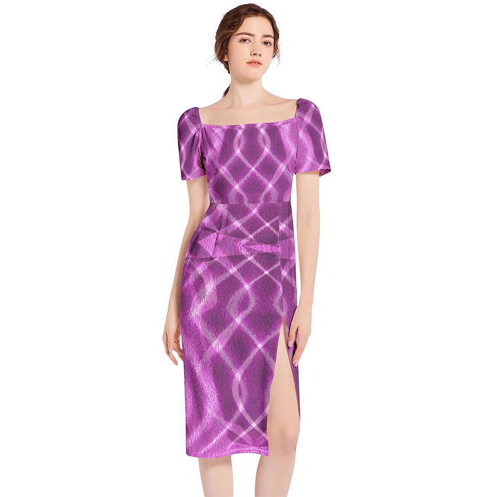 Thumbnail: Pink touch Split Thigh Midi Bodycon Dress