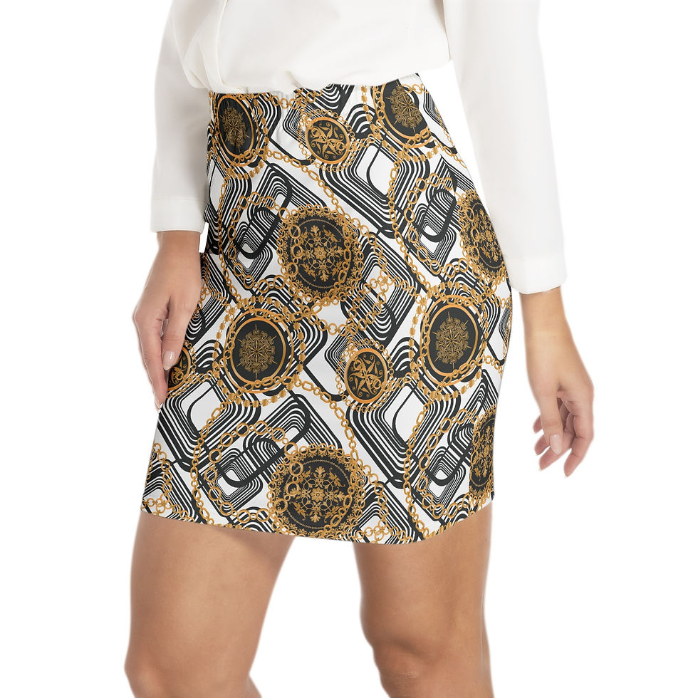 Thumbnail: Clock Static Elastic Waist Bodycon Skirt