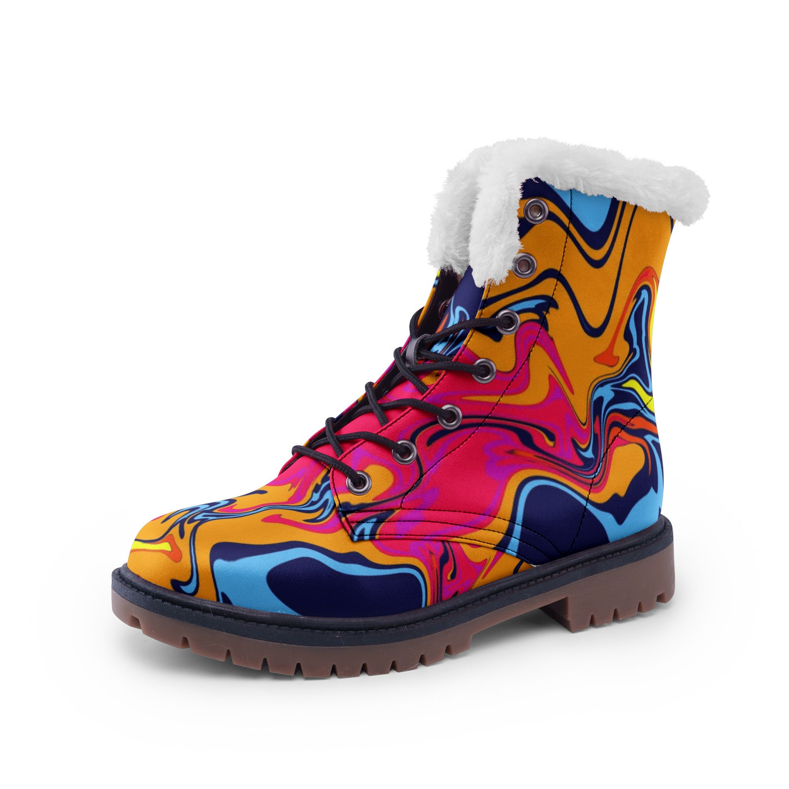 Colored marble Unisex Lace Up Winter Boots Fashion Comfort Chukka Boots