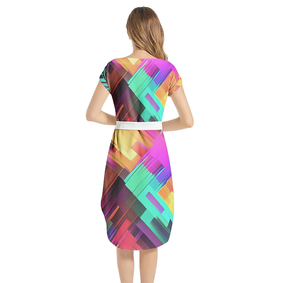 Thumbnail: Notched Neck Belted Dress