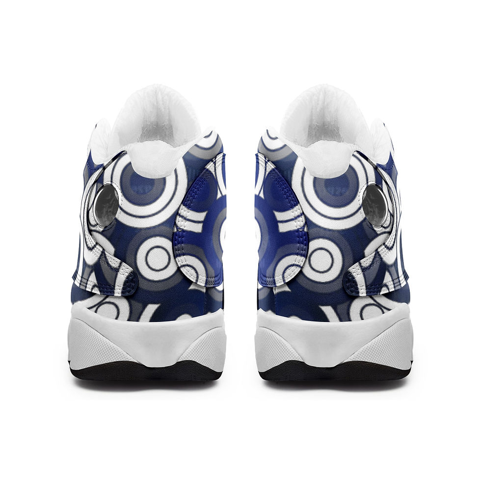 Thumbnail: Blue Target  Unisex High Top Leather Sneakers