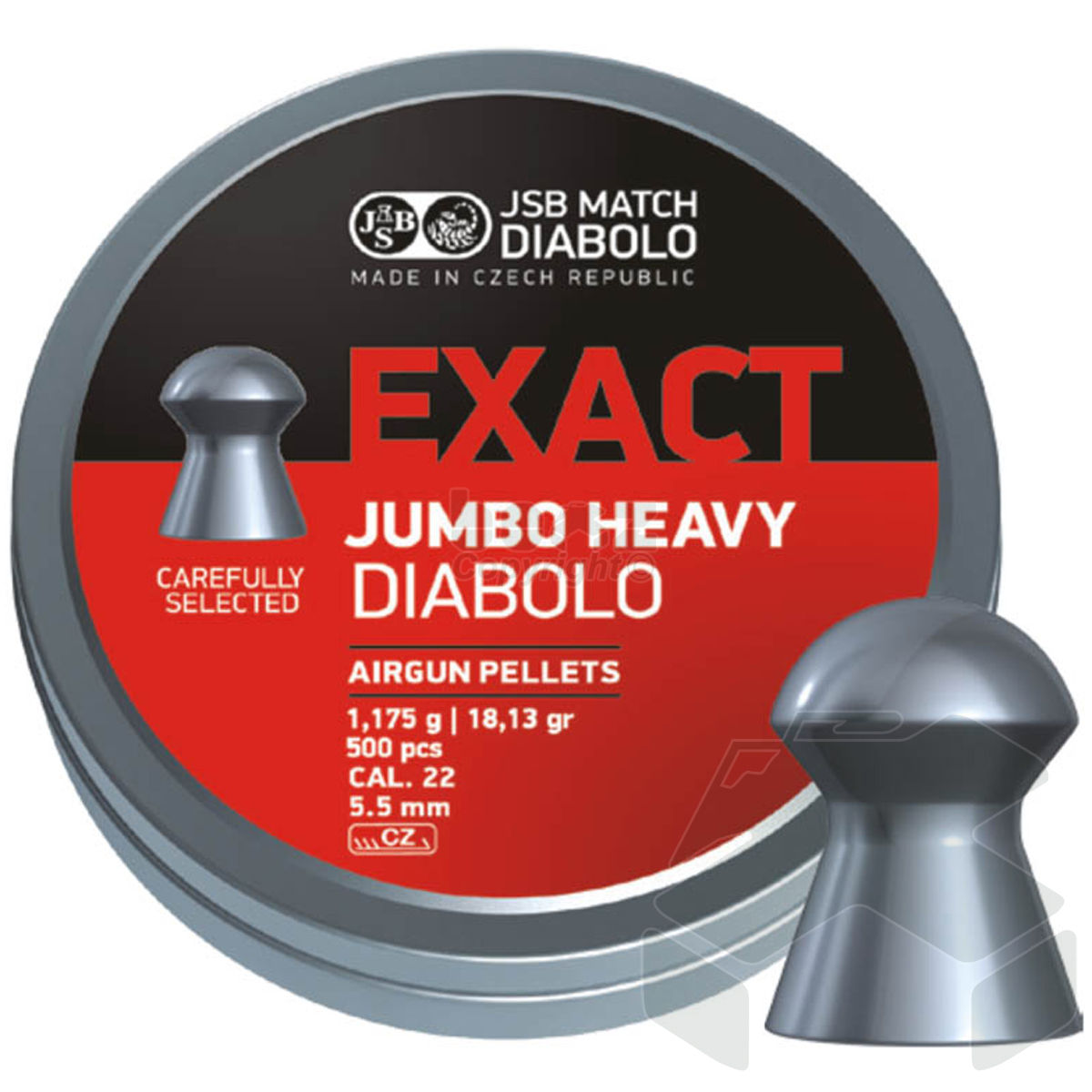 JSB Exact Jumbo Heavy Diabolo Pellets Tin of 500 - 5.50mm .22 Cal