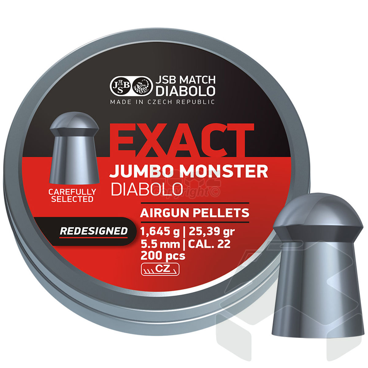 JSB Exact Monster Diabolo (Redesigned) Pellets Tin of 200 - 5.50mm .22 Cal