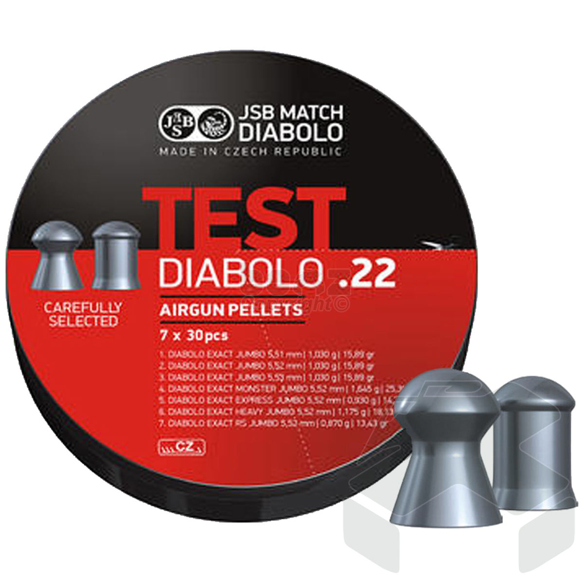 JSB Jumbo Exact Test Diabolo (Sample Pack) Pellets Tin of 210 - .22 Cal