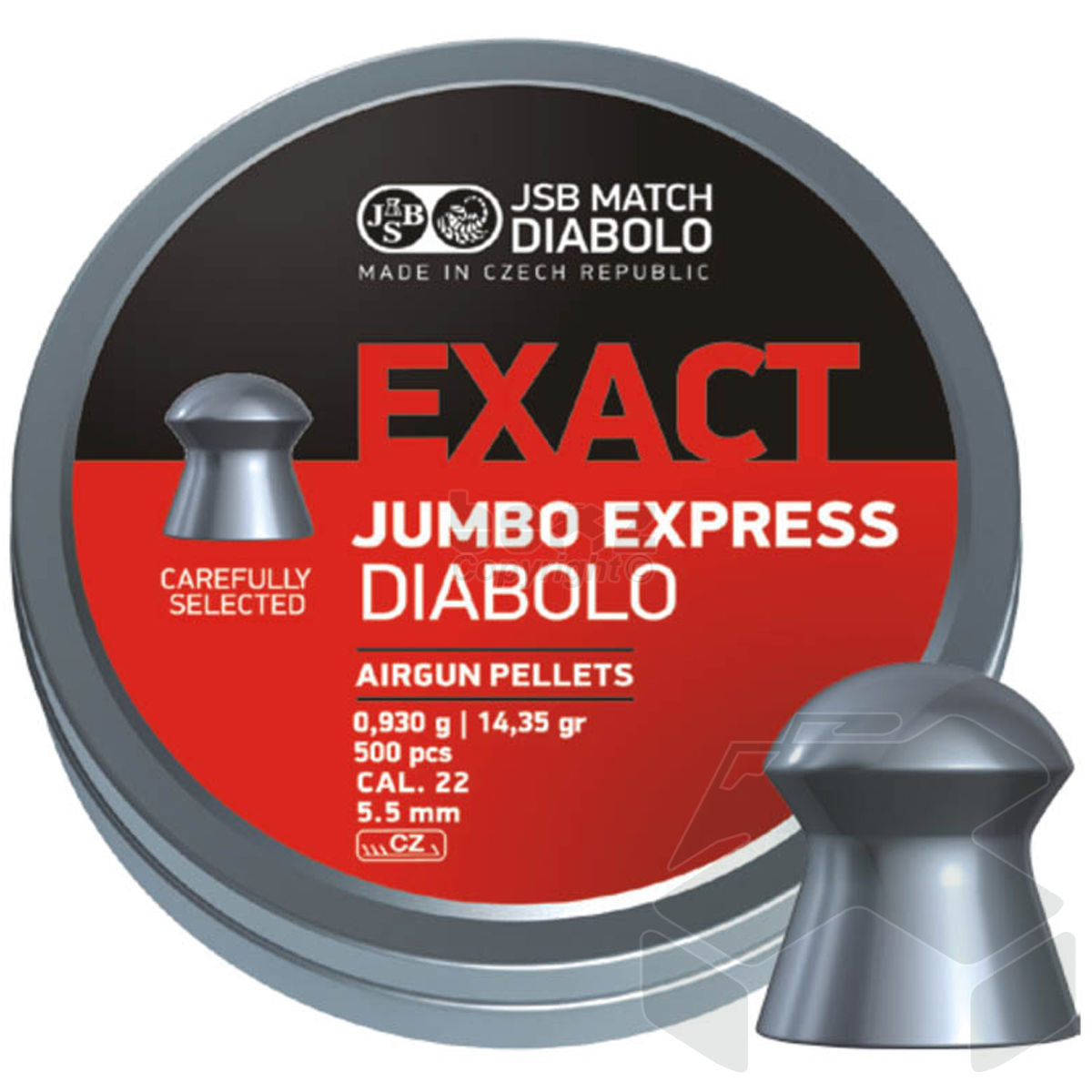 JSB Exact Jumbo Express Diabolo Pellets Tin of 500 - 5.50mm .22 Cal