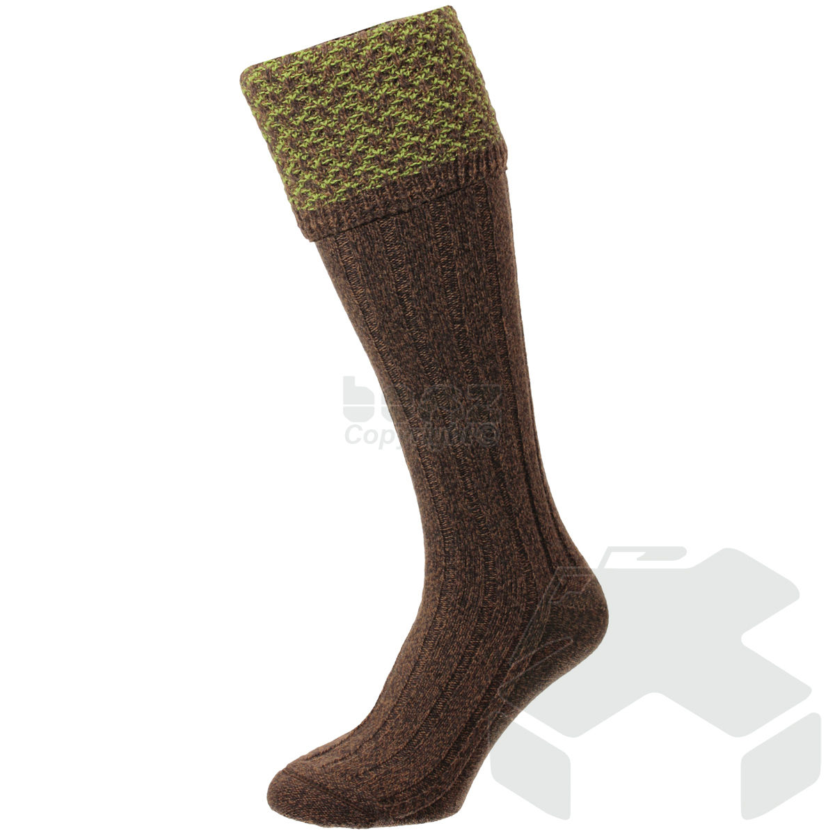 Bisley Wool Rich Hatfield Honeycomb Texture Shooting Socks - Conker Marl