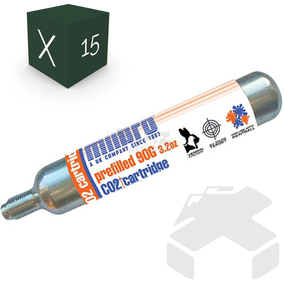 Milbro 90g - 88g Co2 Cartridge (90 Gram Airsource) - Pack of 15