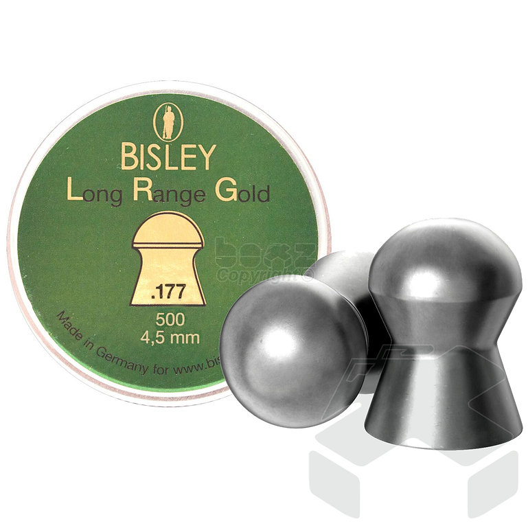 Bisley Long Range Gold (LRG) Pellets Domed Tin of 500 - 4.5mm .177 Cal