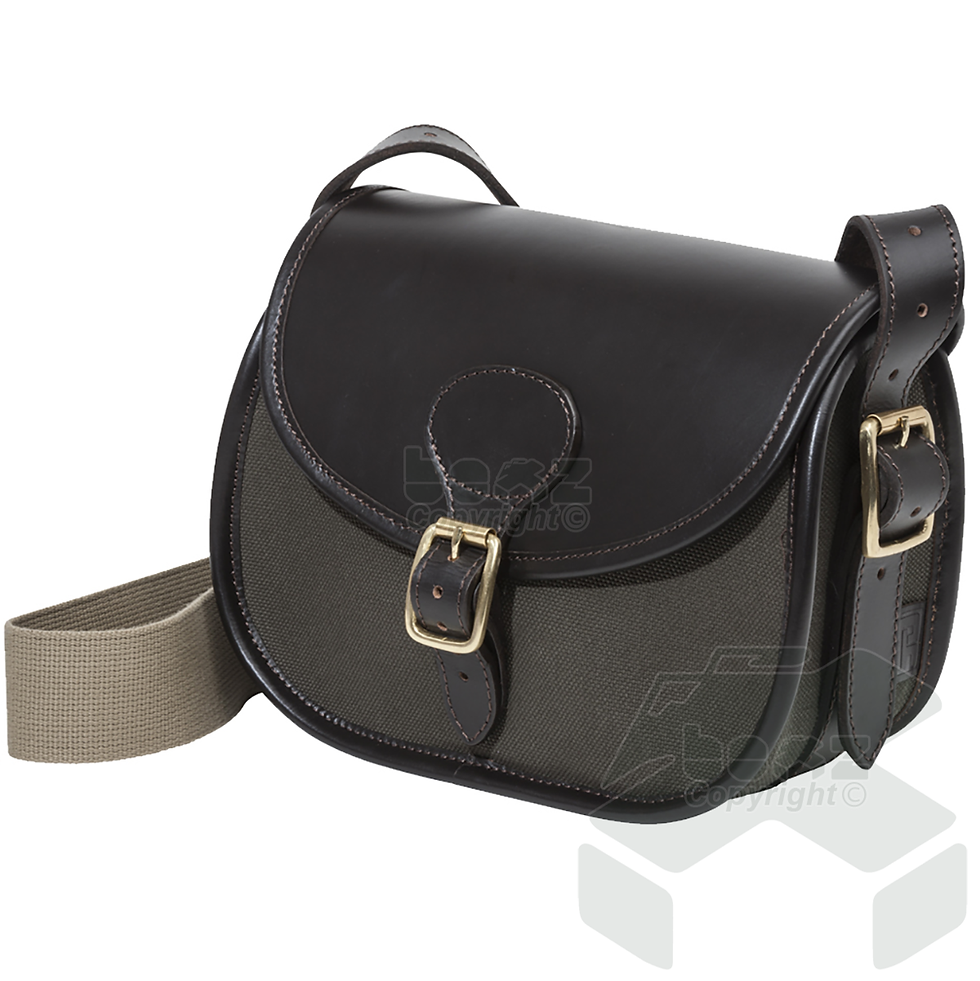 Thumbnail: Parker-Hale Green Canvas with Leather Trim Cartridge Bag Alton with Suede Lining