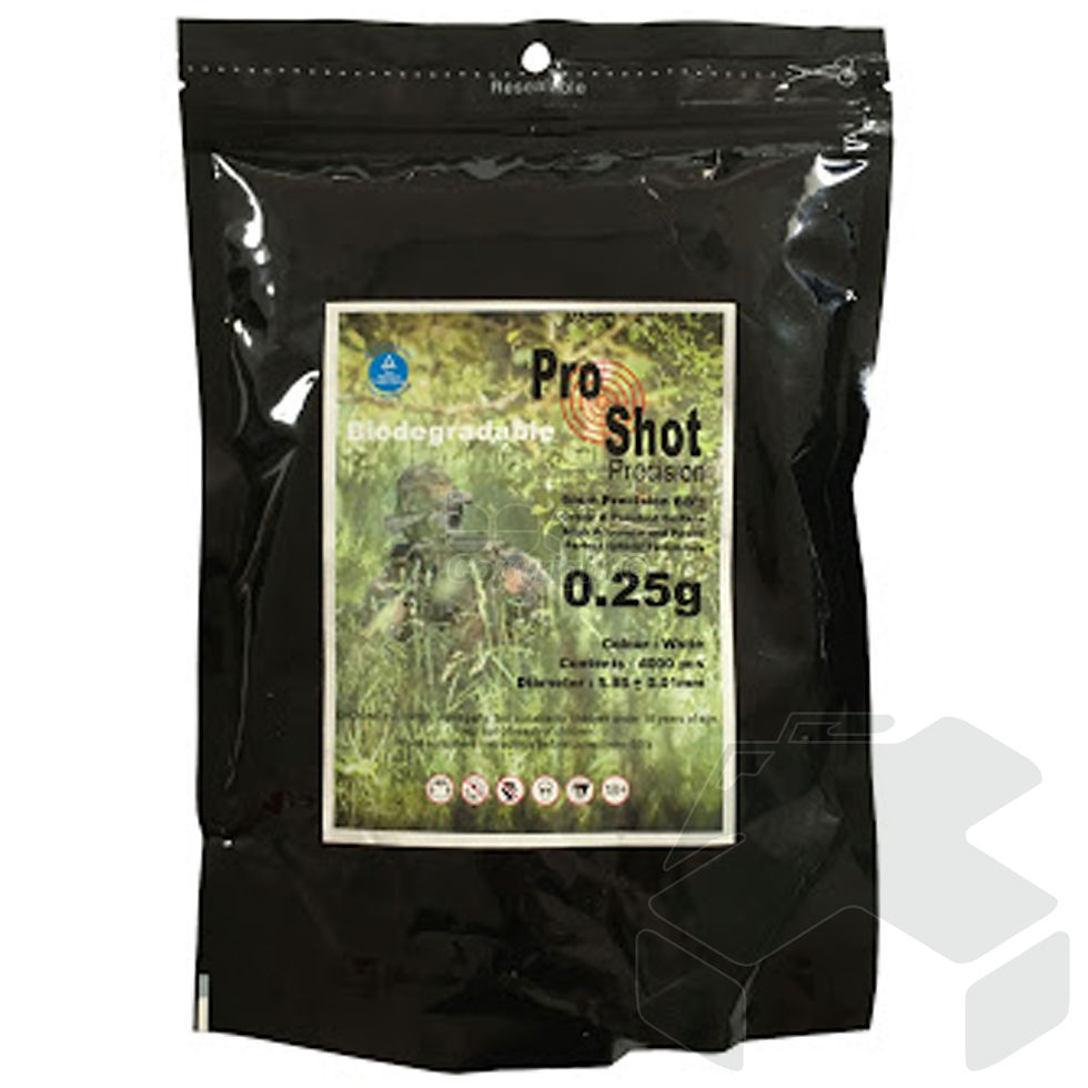ProShot 0.25G 6mm Airsoft 1kg Bio BB's 4,000 Pcs Bag - White