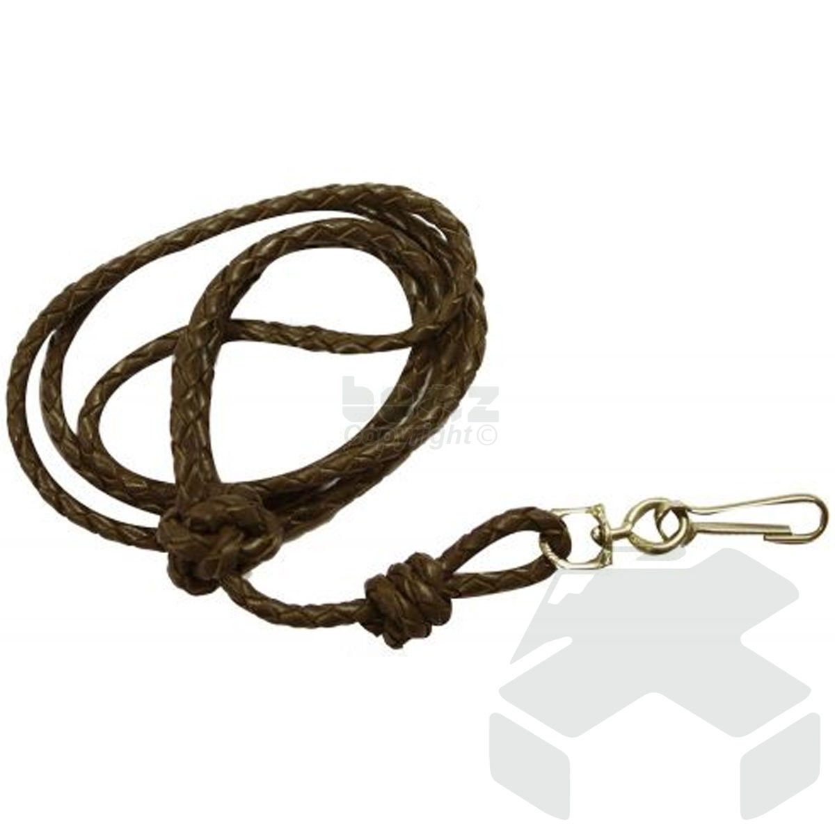 Bisley Plaited Leather Lanyard - Brown